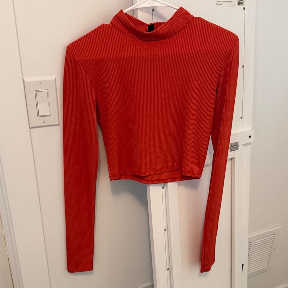 Missguided Red Ribbed Crop Top